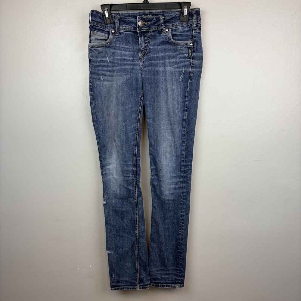 Silver Jeans‎ Co Suki Mid Straight Jeans Womens 27x32 Blue Medium Wash Stretch
